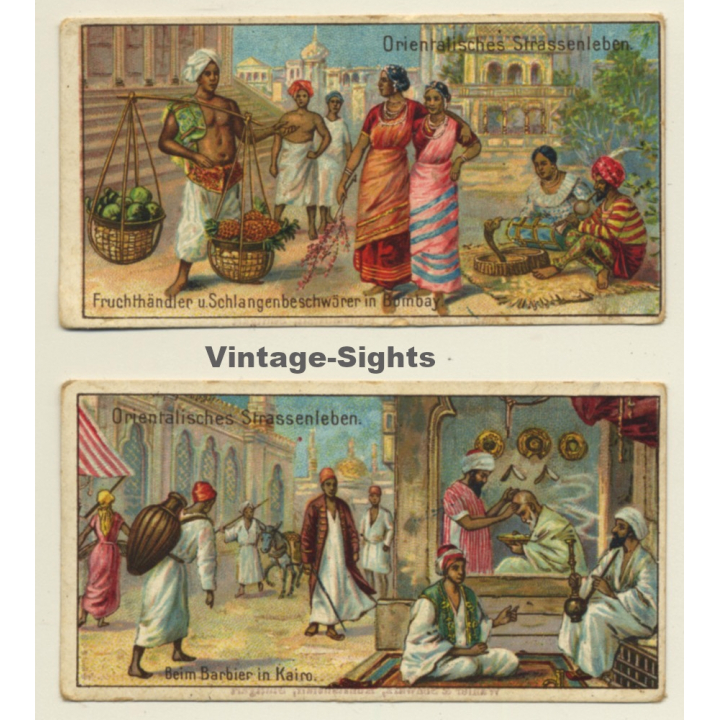 Kallmeyer Dampf-Kaffeerösterei: 2 x Orientalisches Strassenleben (Sammelkarten / Vintage Trading Cards )