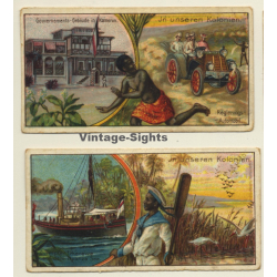 Kallmeyer Dampf-Kaffeerösterei: 2 x In Unseren Kolonien (Sammelkarten / Vintage Trading Cards )