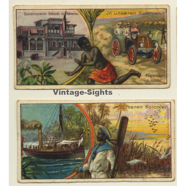 Kallmeyer Dampf-Kaffeerösterei: 2 x In Unseren Kolonien (Sammelkarten / Vintage Trading Cards )