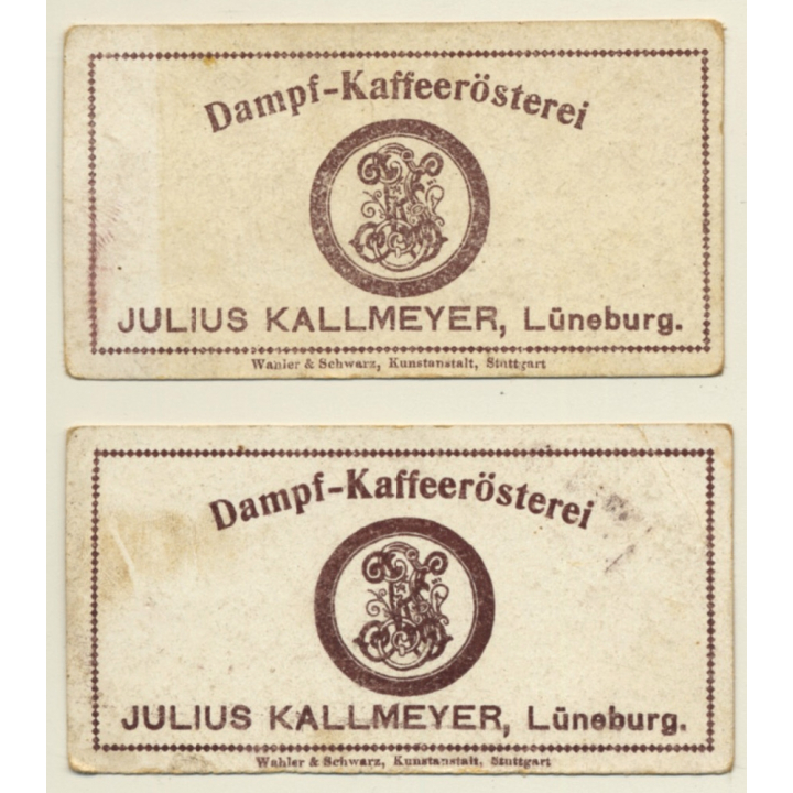 Kallmeyer Dampf-Kaffeerösterei: 2 x In Unseren Kolonien (Sammelkarten / Vintage Trading Cards )