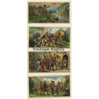 Kallmeyer Dampf-Kaffeerösterei: 4 x Erinnerungen An Tiroler Helden (Sammelkarten / Vintage Trading Cards )