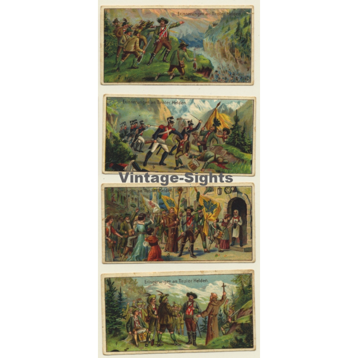 Kallmeyer Dampf-Kaffeerösterei: 4 x Erinnerungen An Tiroler Helden (Sammelkarten / Vintage Trading Cards )