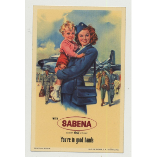 With SABENA You're In Good Hands (Vintage Airline Luggage Label: De Ricker)