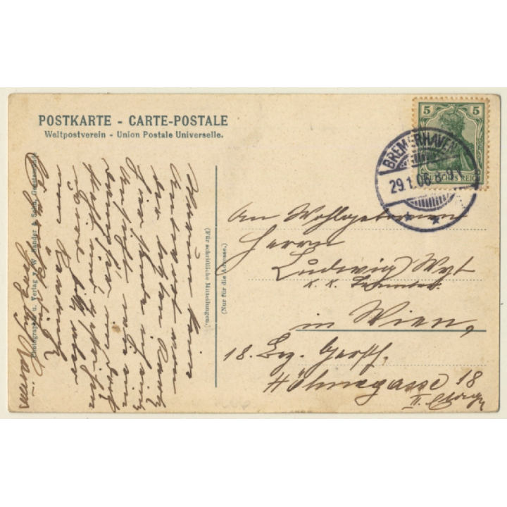 S.S. Kaiser Wilhelm Der Grosse Im Kaiserdock Zu Bremerhaven (Vintage PC 1906)