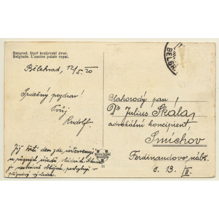 Belgrade / Serbia: L'Ancien Palais Royal (Vintage Postcard 1920)