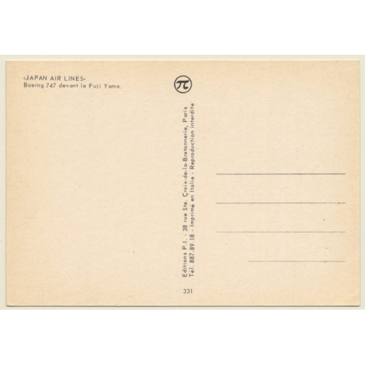 Japan Air Lines: Boeing 747 Fuji Yama & Geisha / Aviation (Vintage PC)