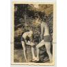 Men In Swimming Trunks At Iron Water Pump / Gay INT (Vintage Photo B/W -1940s)