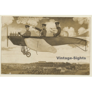Flug Der 169er Aus Bitsch Ostern 1914 - Aviation Photomontage (Vintage RPPC)