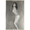 Pretty Brunette Nude Standing / Boobs (Vintage Photo GDR ~1980s)