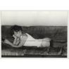 Pensive Semi Nude Laying On Couch / Suspenders - Butt (Vintage Photo DDR 70s/80s)