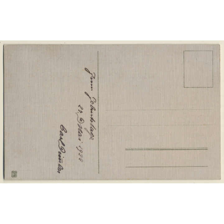 Nach Ubbelohde: Village With Bridge (Vintage Hand Painted Artist PC 1922)