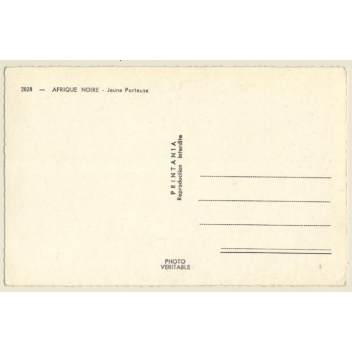 Afrique Noire: Jeune Porteuse / Water Carrier - Ethnic (Vintage RPPC ~1960s/1970s)