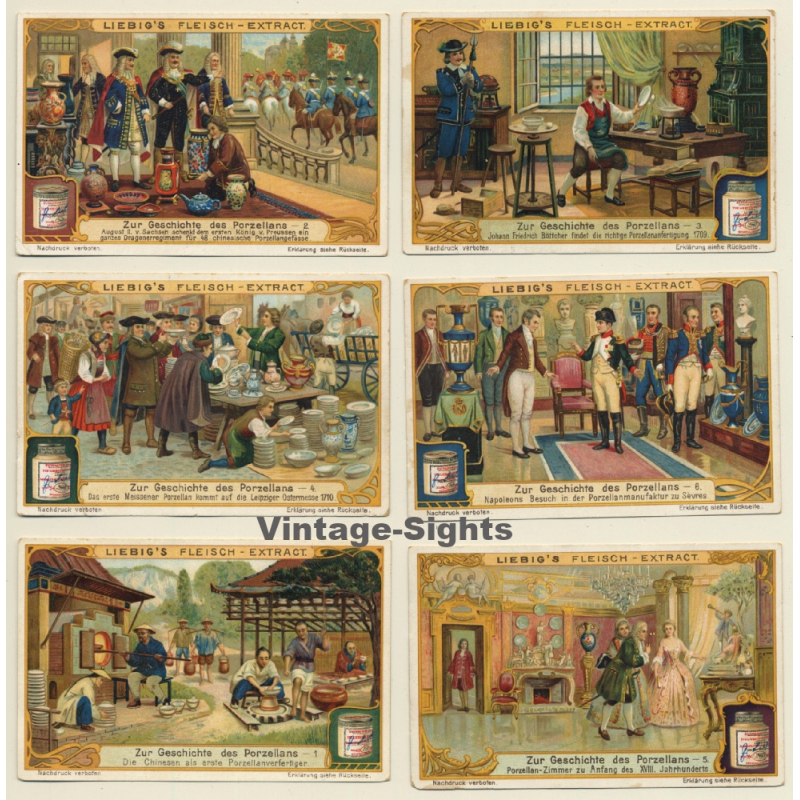 Liebig: 6 x Zur Geschichte Des Porzellans (Sammelbilder / Vintage Trading Cards )