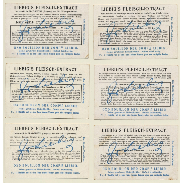 Liebig: 6 x Zur Geschichte Des Porzellans (Sammelbilder / Vintage Trading Cards )