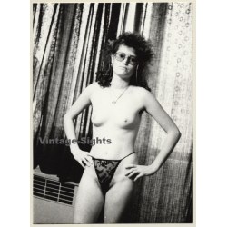 Cheeky Topless Woman With Glasses / Panties - Boobs (Vintage Photo GDR 1980s)