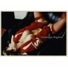 Busty Semi Nude In Baseball Jacket Lolls On Lounge Chair (Vintage Photo 1980s)