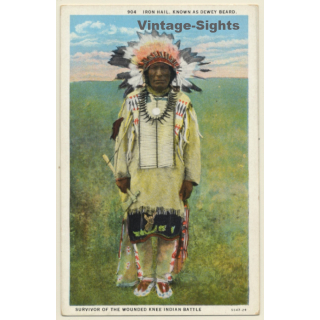 Iron Hail / Surivor Of Wounded Knee - Native American (Vintage PC 1920s)