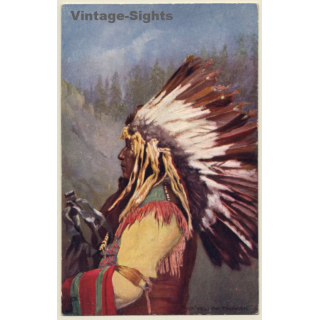 Sioux Chief Yellow Thunder - Native American (Vintage PC ~1910s)