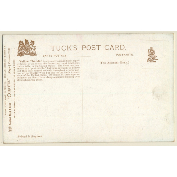 Sioux Chief Yellow Thunder - Native American (Vintage PC ~1910s)