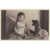 Little Baby Girl With Her Teddy Bear (Vintage RPPC ~1910s/1920s)