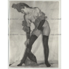 Pretty Nude In Fancy Lingerie / Lace Cuffs - Stockings (Vintage Photo 60s/70s L)