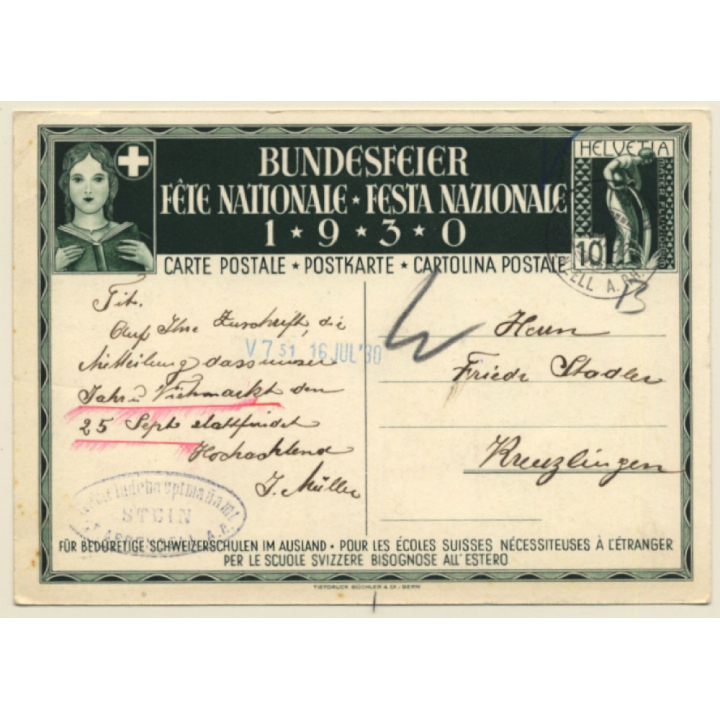 Schweizer Bundesfeier 1930 / Rotes Kreuz (Vintage Postal Stationery)
