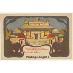 Gruss Aus Indien / Bazar Leidende Kindheit (Vintage Postal Stationery 1900)