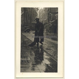 Spanish Street Sweeper / Tram (Vintage Photo ~1930s/1940s)