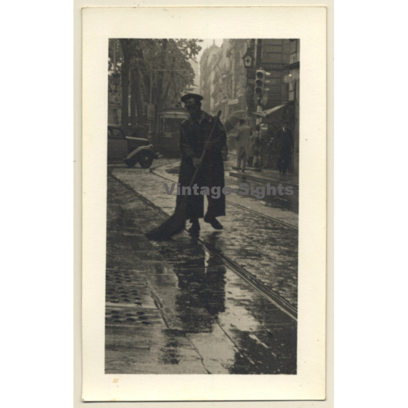 Spanish Street Sweeper / Tram (Vintage Photo ~1930s/1940s)