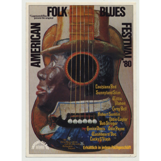American Folk Blues Festival '80 (Rare Vintage German Promo Sticker 1980) KIESER