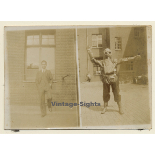 WW2: French Soldier Private & W. ABC Protective Mask + Clothing (Vintage Photo 1936)