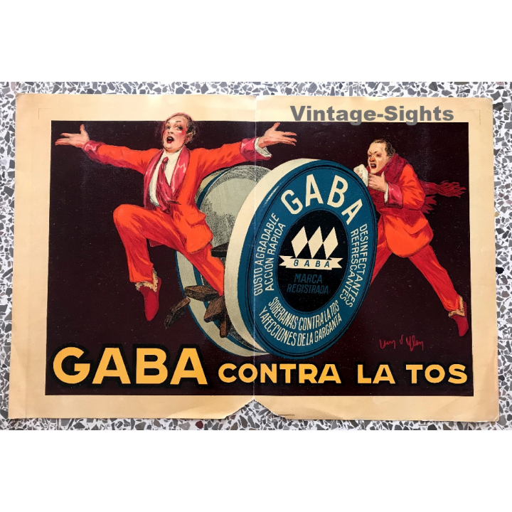 Jean D'Ylen: Gaba Contra La Tos (Rare Vintage Poster France ~1920s/1930s)