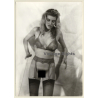 Natural Slim Blonde Semi Nude / Bra - Suspenders (Vintage Photo GDR ~1980s)