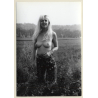 Slim Busty Topless Blonde On Field / Boobs (Vintage Photo GDR ~1980s)