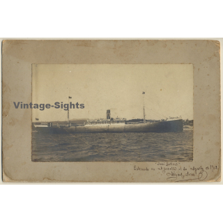 S.S. José Gallart Entrando En Marsella / Steamship (Large Vintage Photo 1903)