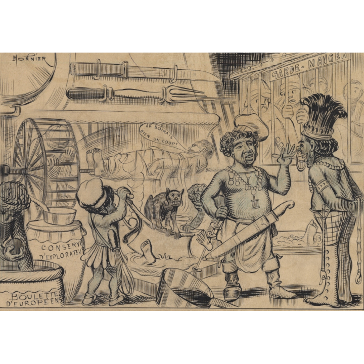 Marius Monnier (1871-1938): Le Première Cuisine Du Monde (Vintage Anti Colonial Comic ~1900s/1910s)