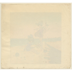 Reine: Young Girls Play On Beach (Vintage Art Nouveau Print ~1920s/1930s)