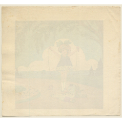 Reine: Little Girl Skipping / Teddy Bear - White Clown (Vintage Art Nouveau Print ~1920s/1930s)