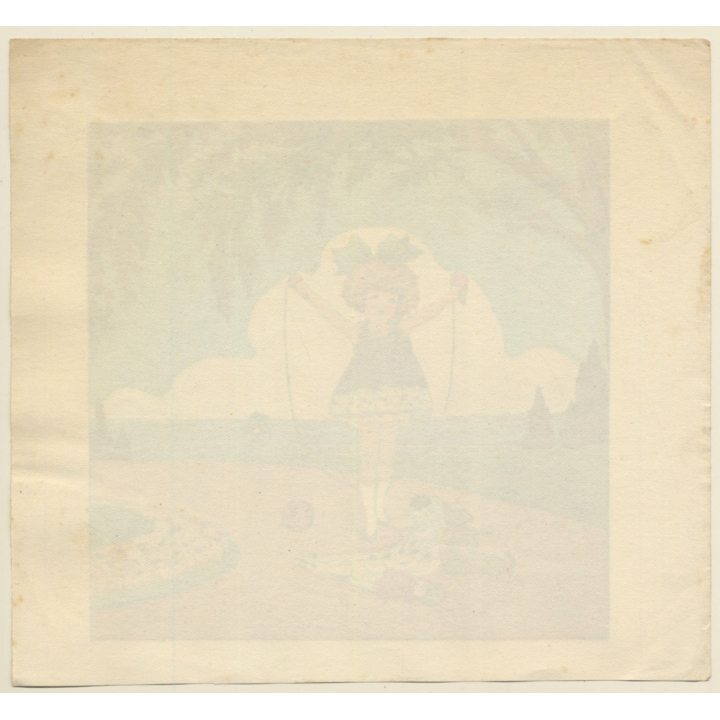 Reine: Little Girl Skipping / Teddy Bear - White Clown (Vintage Art Nouveau Print ~1920s/1930s)