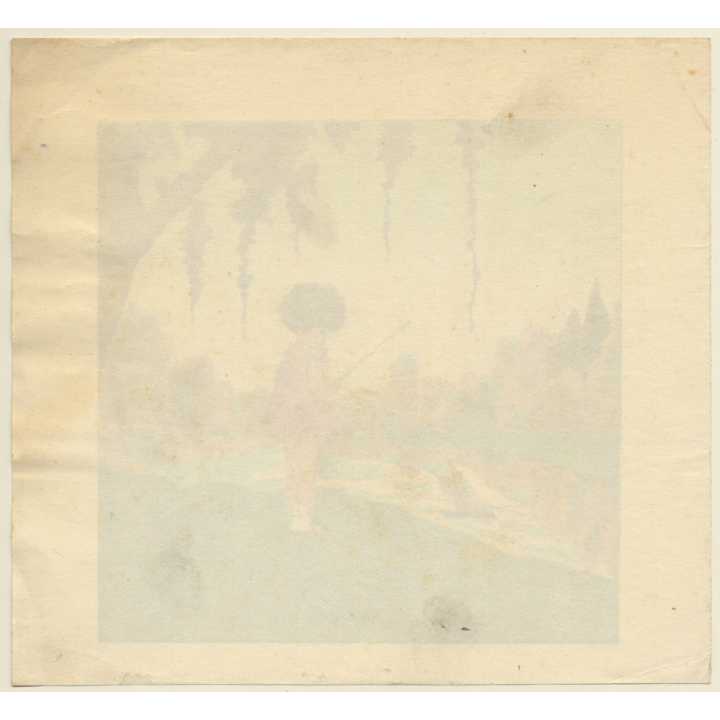 Reine: Little Girl Playing With Sailing Ship (Vintage Art Nouveau Print ~1920s/1930s)