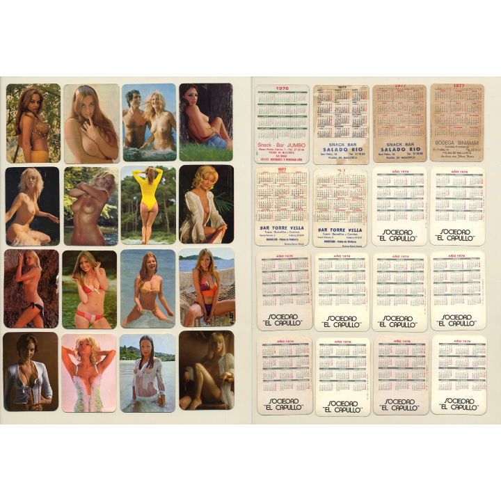 Lot Of 55 Vintage Pin-Up Pocket Calendars / Risqué (Spain 1970s)