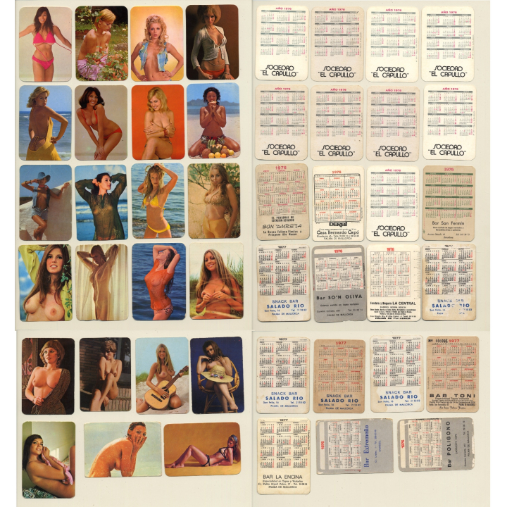 Lot Of 55 Vintage Pin-Up Pocket Calendars / Risqué (Spain 1970s)