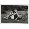 2 Females In Lingerie Make A Phone Call In The Free (Vintage Photo DDR B/W 1980s)