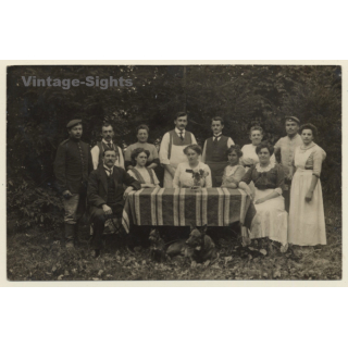 Lager Lechfeld: Soldier - Family - German Shepherd & Schnauzer Dog (Vintage RPPC 1918)