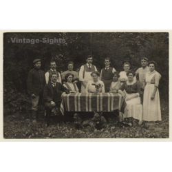 Lager Lechfeld: Soldier - Family - German Shepherd & Schnauzer Dog (Vintage RPPC 1918)