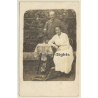 German Soldier & Wife With German Shepherd (Vintage RPPC ~1910s/1920s)