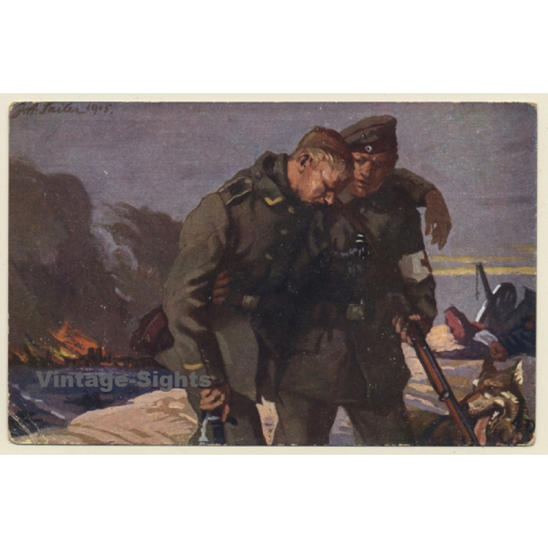 WW1: Sanitätshund Im Felde / Paramedical Dog On Warfield (Vintage PC 1915)