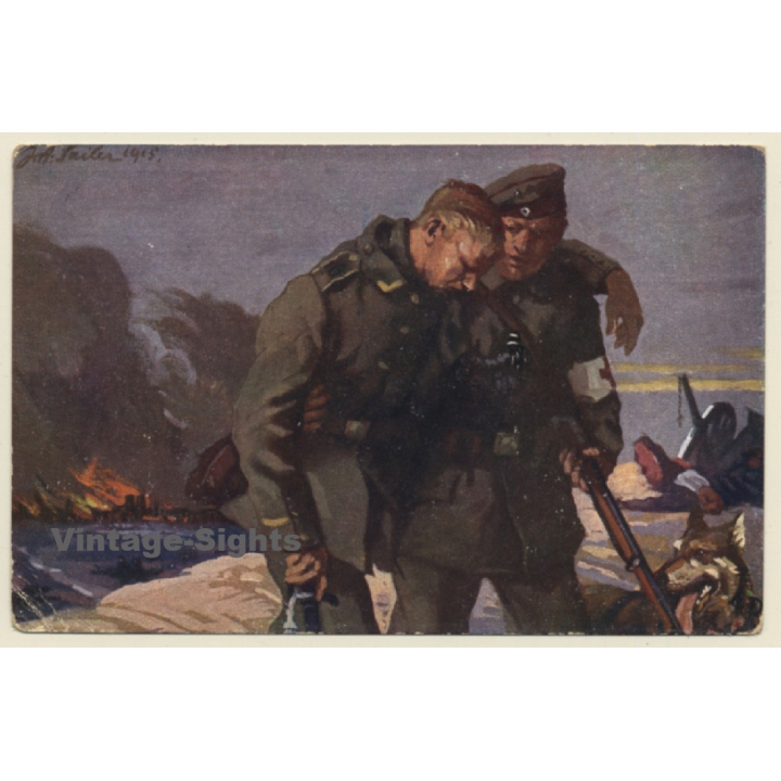 WW1: Sanitätshund Im Felde / Paramedical Dog On Warfield (Vintage PC 1915)