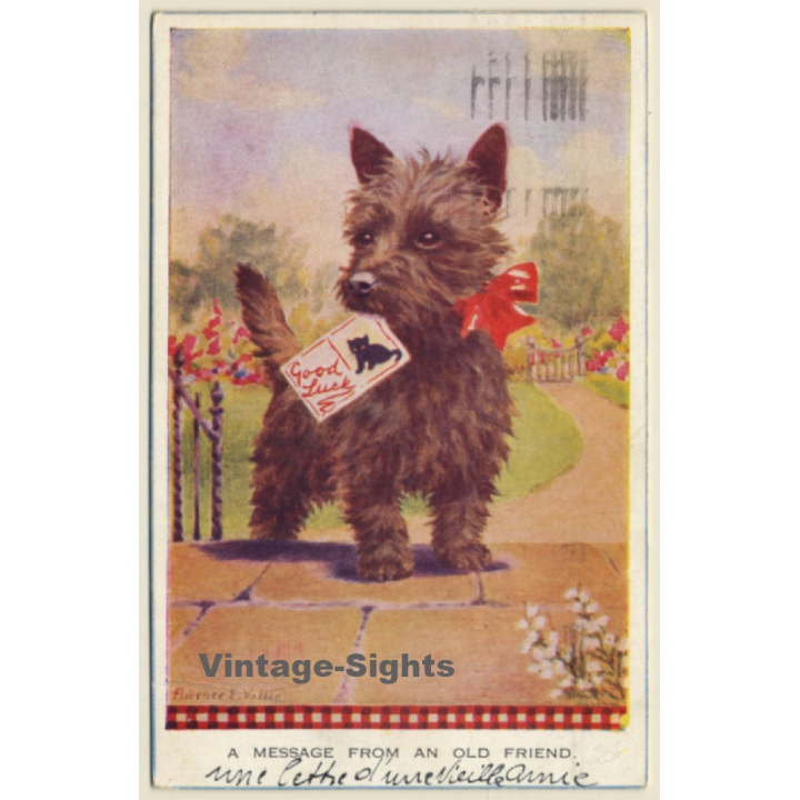 A Message From An Old Friend / Dog Greetings - Yorkshire (Vintage PC 1933)