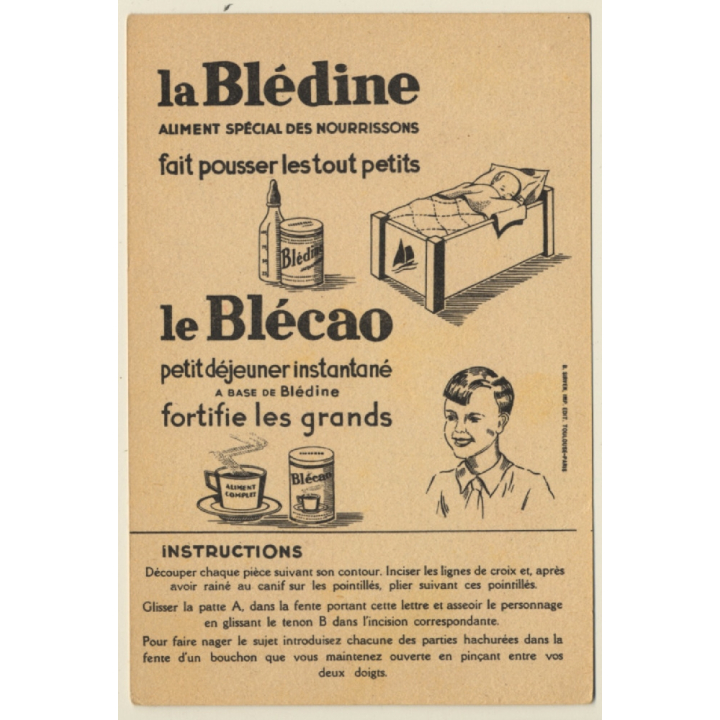 La Blédine - Le Blécao: Le Canot - Auto / Gougeon (Vintage Adertisement PC 1930s/1940s)
